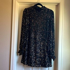 Black sequins mini dress size M